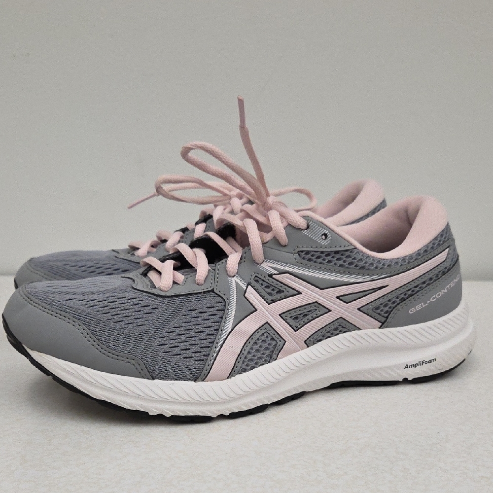 ASICS Women's Gel-Contend 7 Gray with Pink Accents AmpliForm Sneakers, 9.5